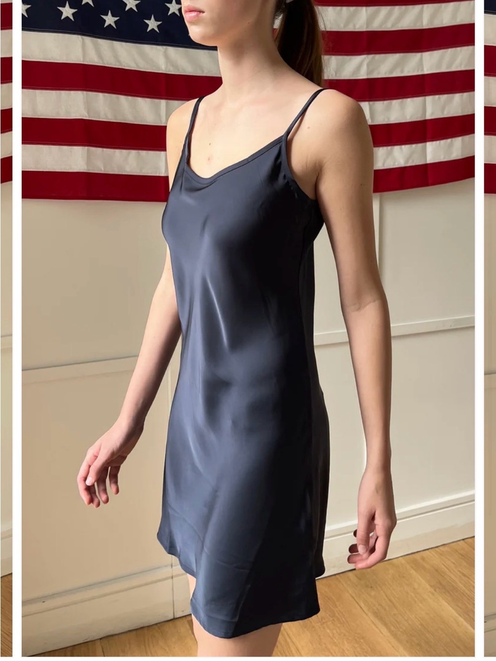 Brandy Melville Black Satin Camisole Dreas